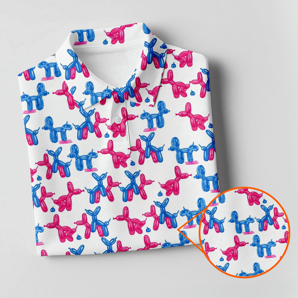 Funny Balloon Dog Pattern Golf Polo Shirt, Women's Golf Tops, Printed Golf Shirt