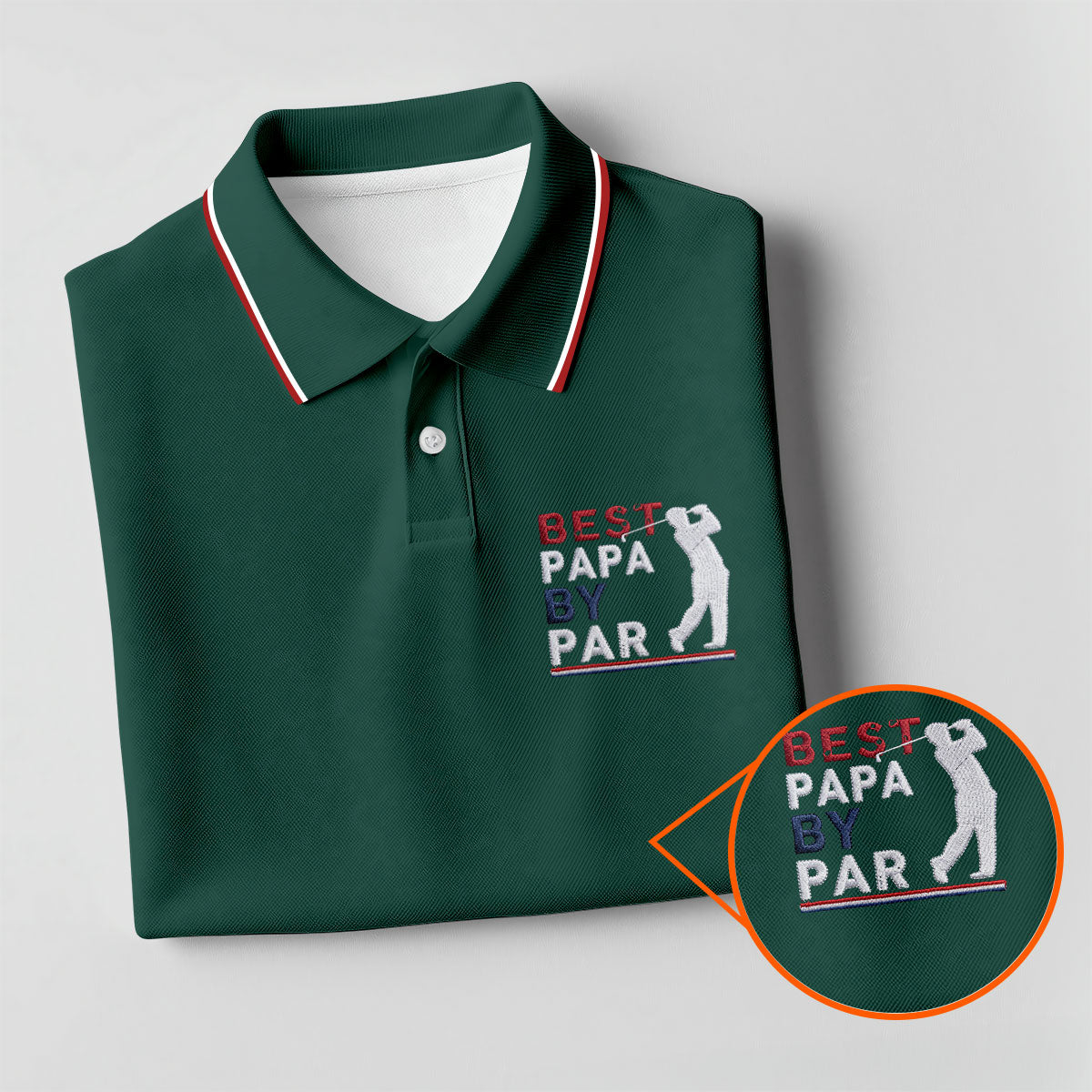 Green Best Papa By Par Embroidered Golf Polo Shirt, Ladies Golf Shirts, Golf Tops For Women