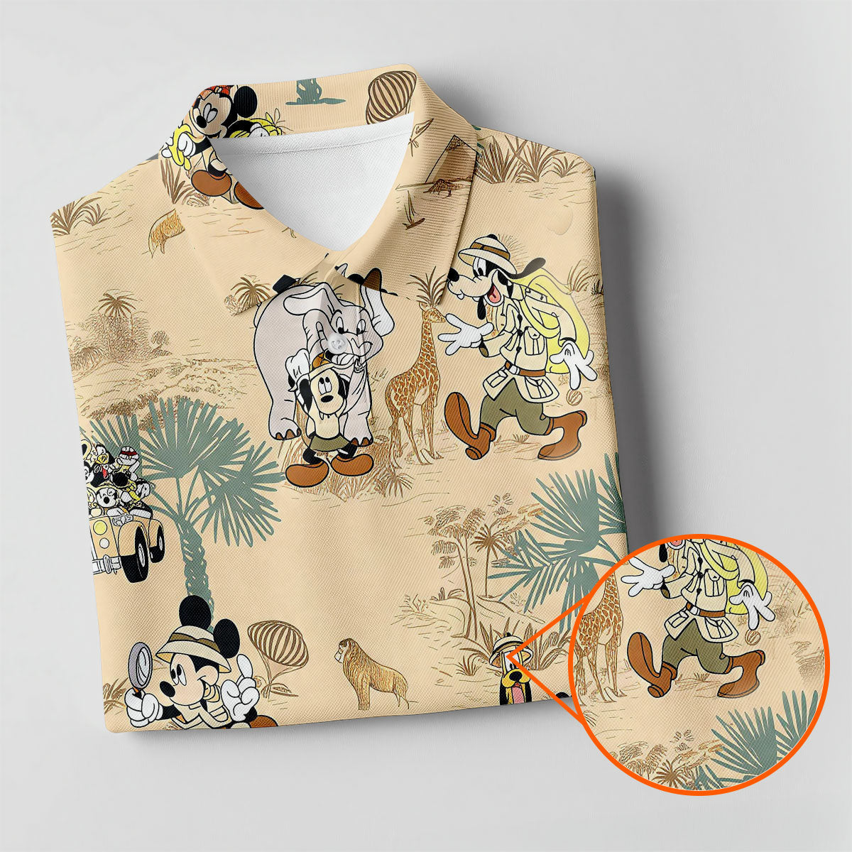 Safari Adventure Cartoon Pattern Golf Polo Shirt, Golf Shirts For Women, Women’s Golf Polo