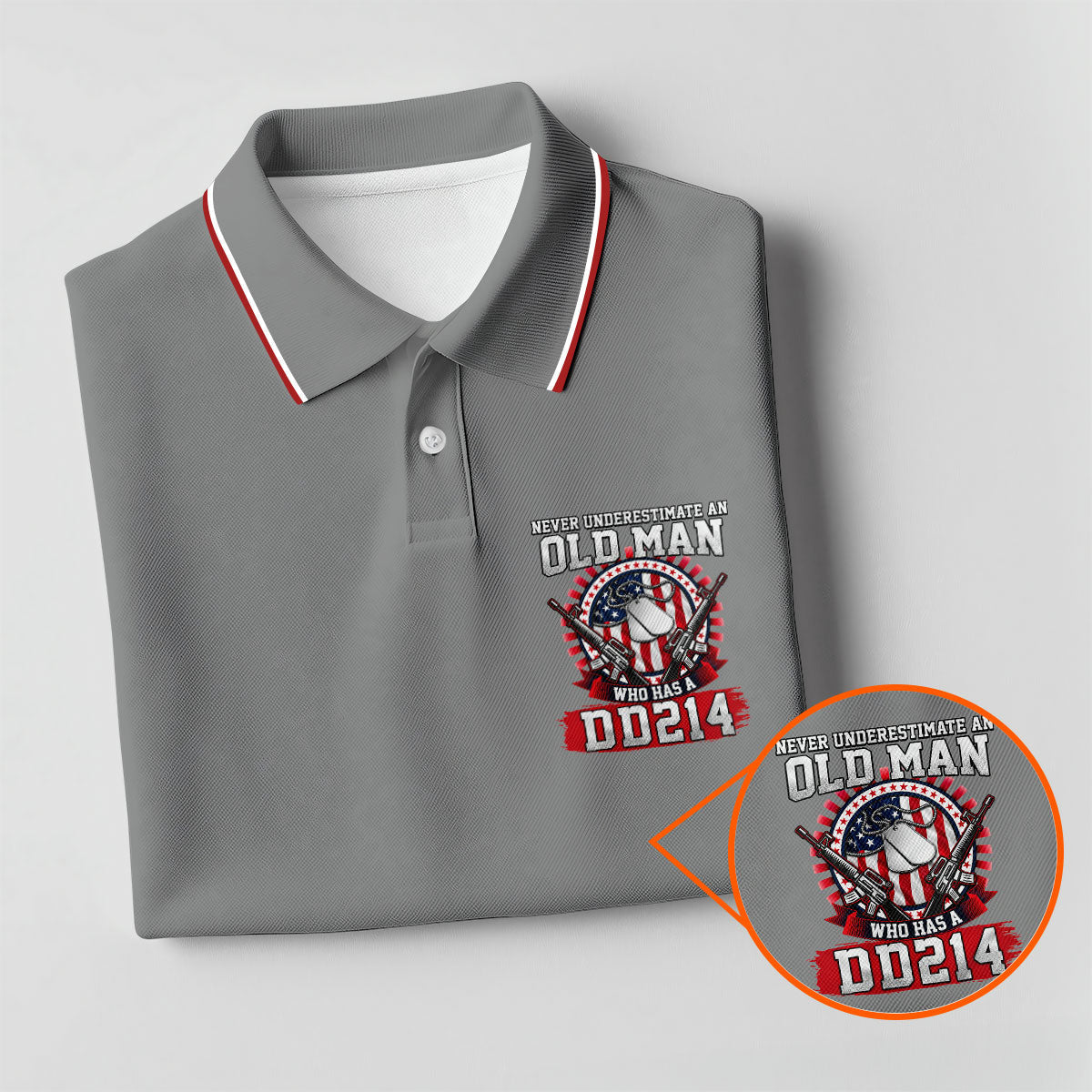 Never Underestimate An Old Man Who Was A DD214 Veterans Golf Shirts For Men, 250 Years Patriotic Golf Shirt