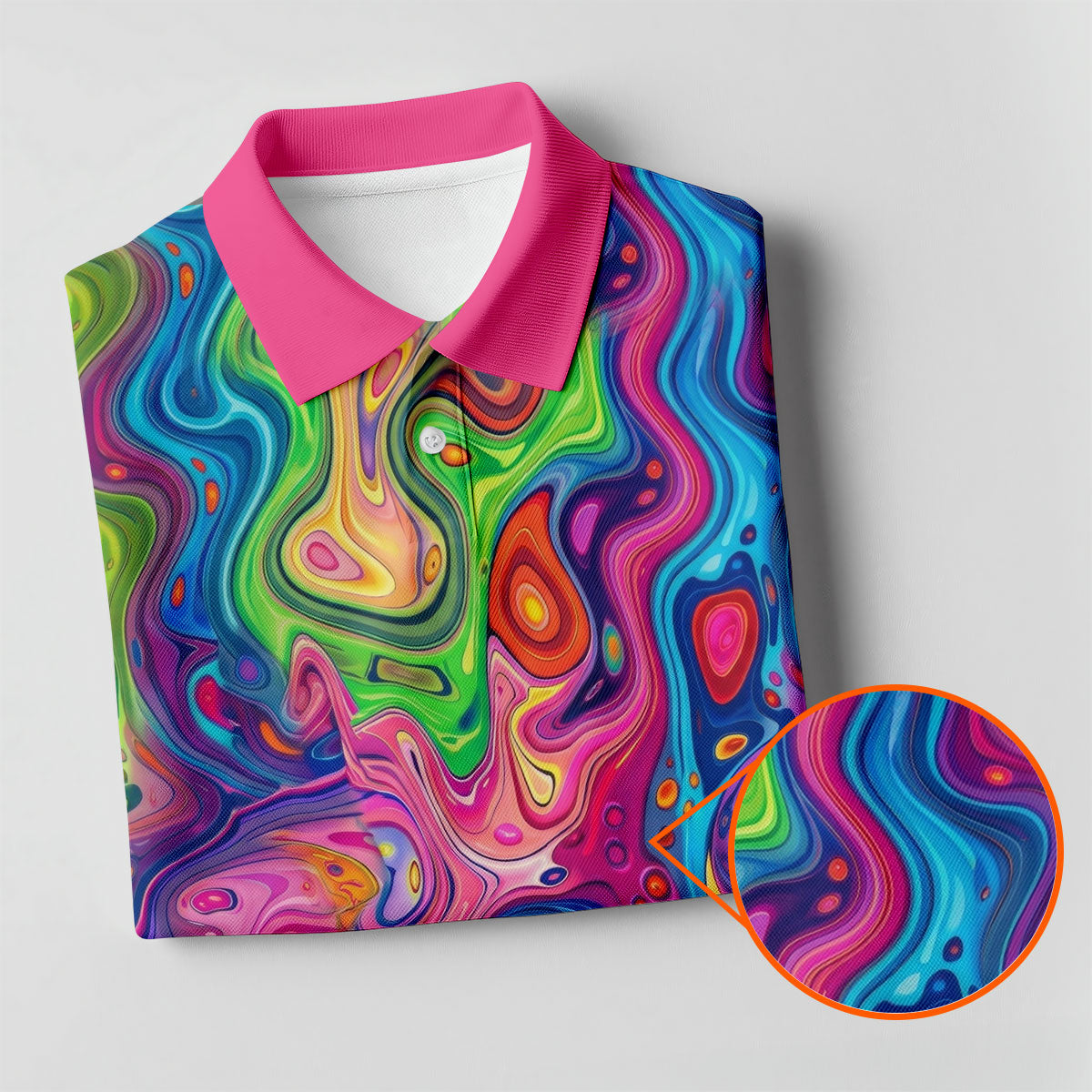 Liquid Marble Colorful Print Retro Golf Shirt, Women's Golf Tops, Ladies Golf Polos