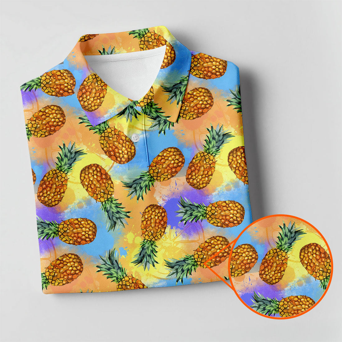 Watercolor Pineapple Tropical Pattern Golf Shirt, Women's Golf Shirt, Hawaiian Golf Shirt, Golf Polo For Women