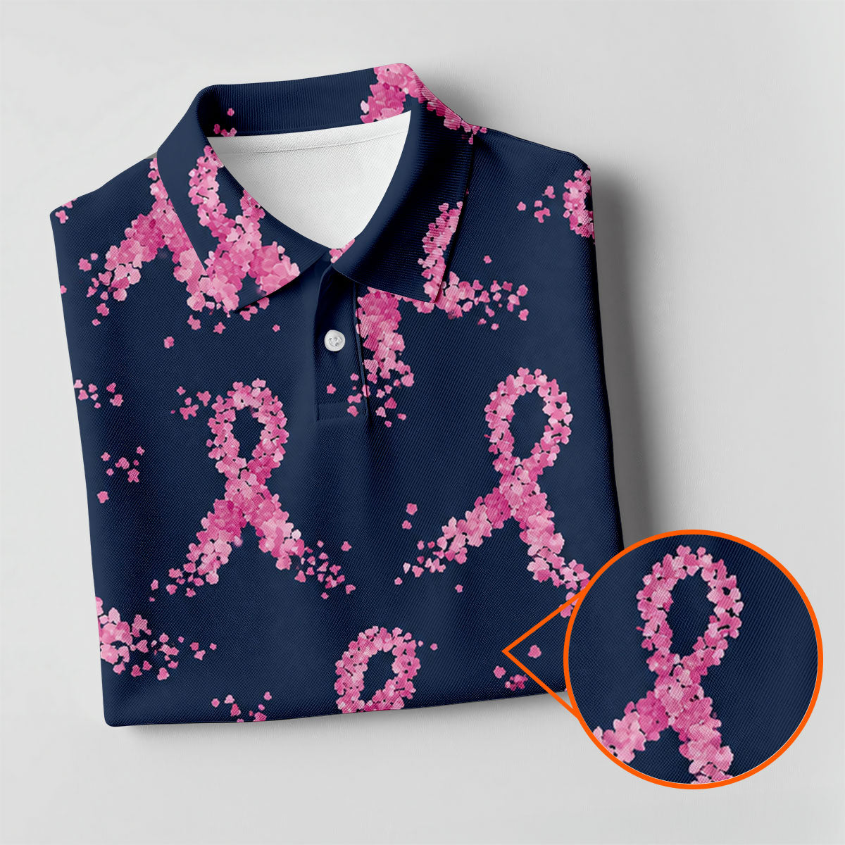 Pink Floral Ribbon Breast Cancer Awareness Polo Shirt, Ladies Golf Shirt, Performance Golf Shirt
