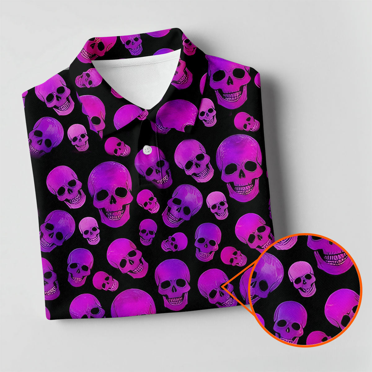 Purple Skull Gothic Pattern Hawaiian Golf Shirt, Women’s Golf Polo, Printed Golf Shirt