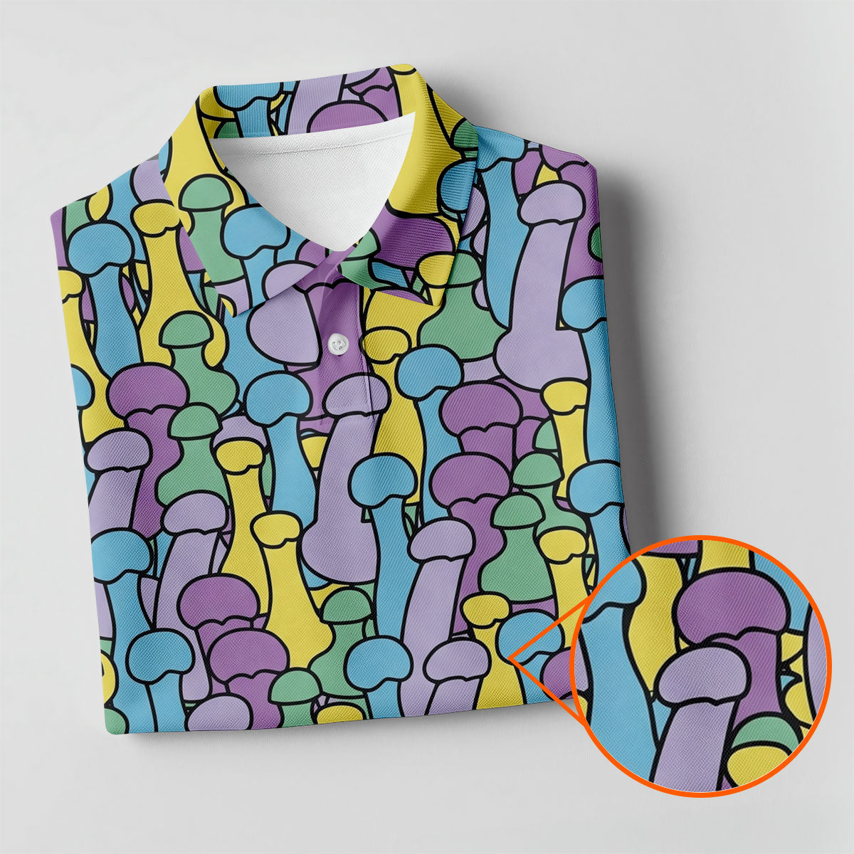 Funny Colorful Adult Humor Pattern Polo Shirt, Mens Golf Shirts, Golf Apparel For Men