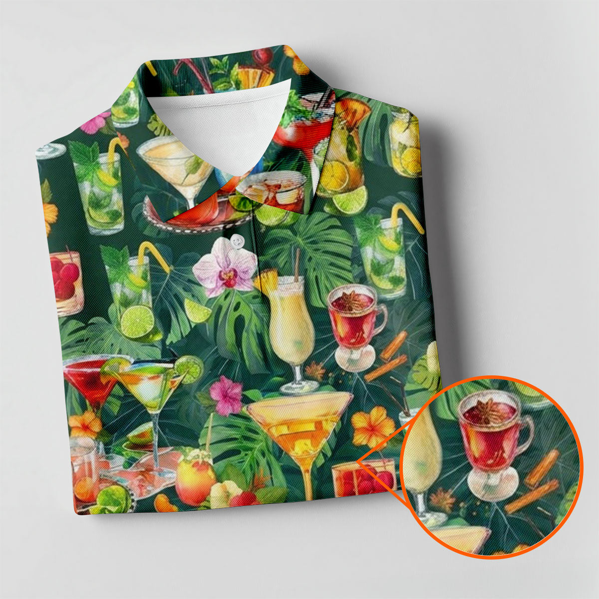 Tropical Cocktail Drinks And Floral Paradise Golf Polo, Hawaiian Golf Shirt, Ladies Golf Tops