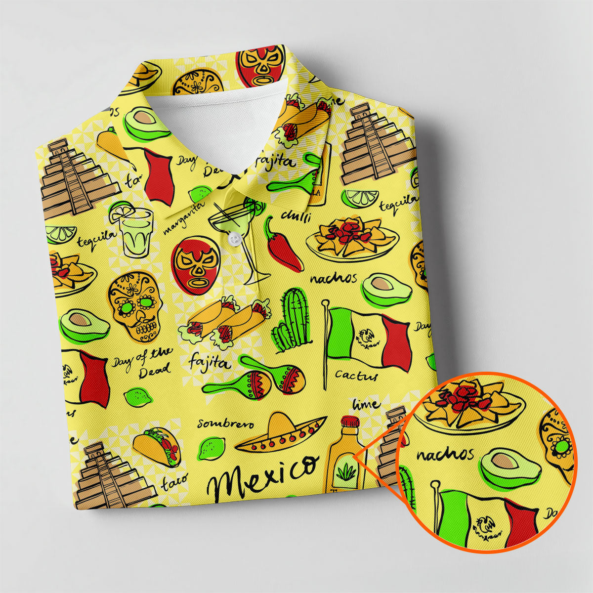Mexican Cultural Symbols Day Of The Dead Ladies Golf Tops, Cinco De Mayo Celebration Golf Shirt For Women