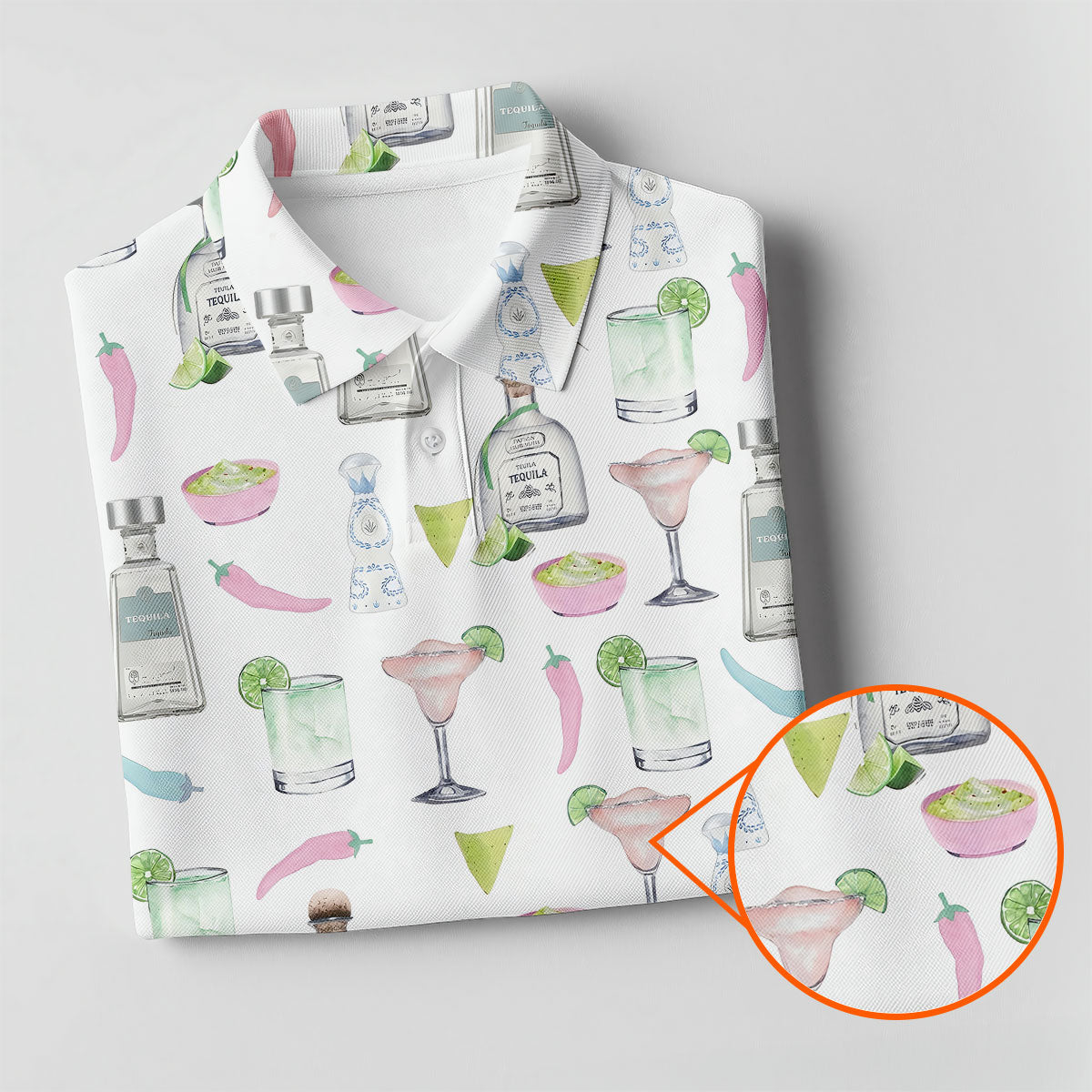 Pink Margarita Glass Tequila Lover Pastel Theme Golf Tops For Men, Polo Shirts For Men, Golf Shirts For Men