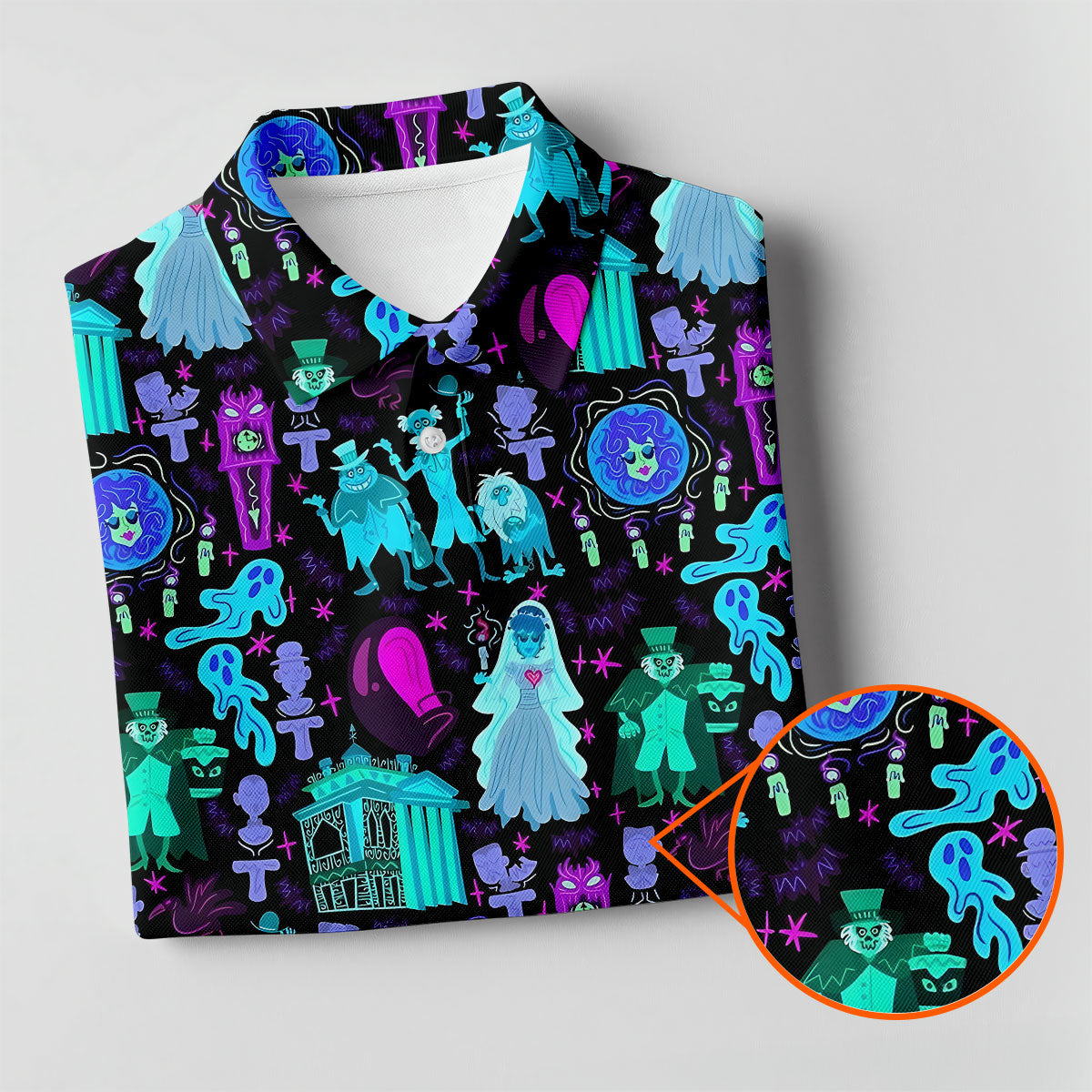 Haunted Ghost Halloween Hawaiian Golf Shirt, Women’s Golf Polo, Golf Shirts For Women