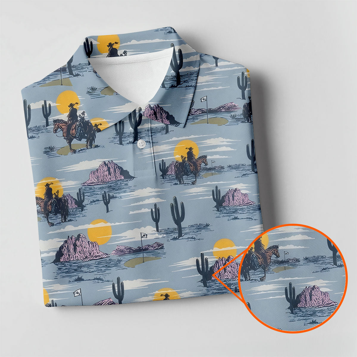 Cowboy Silhouette Desert Sunset Western Golf Shirt, Ladies Golf Shirts, Golf Shirt For Women