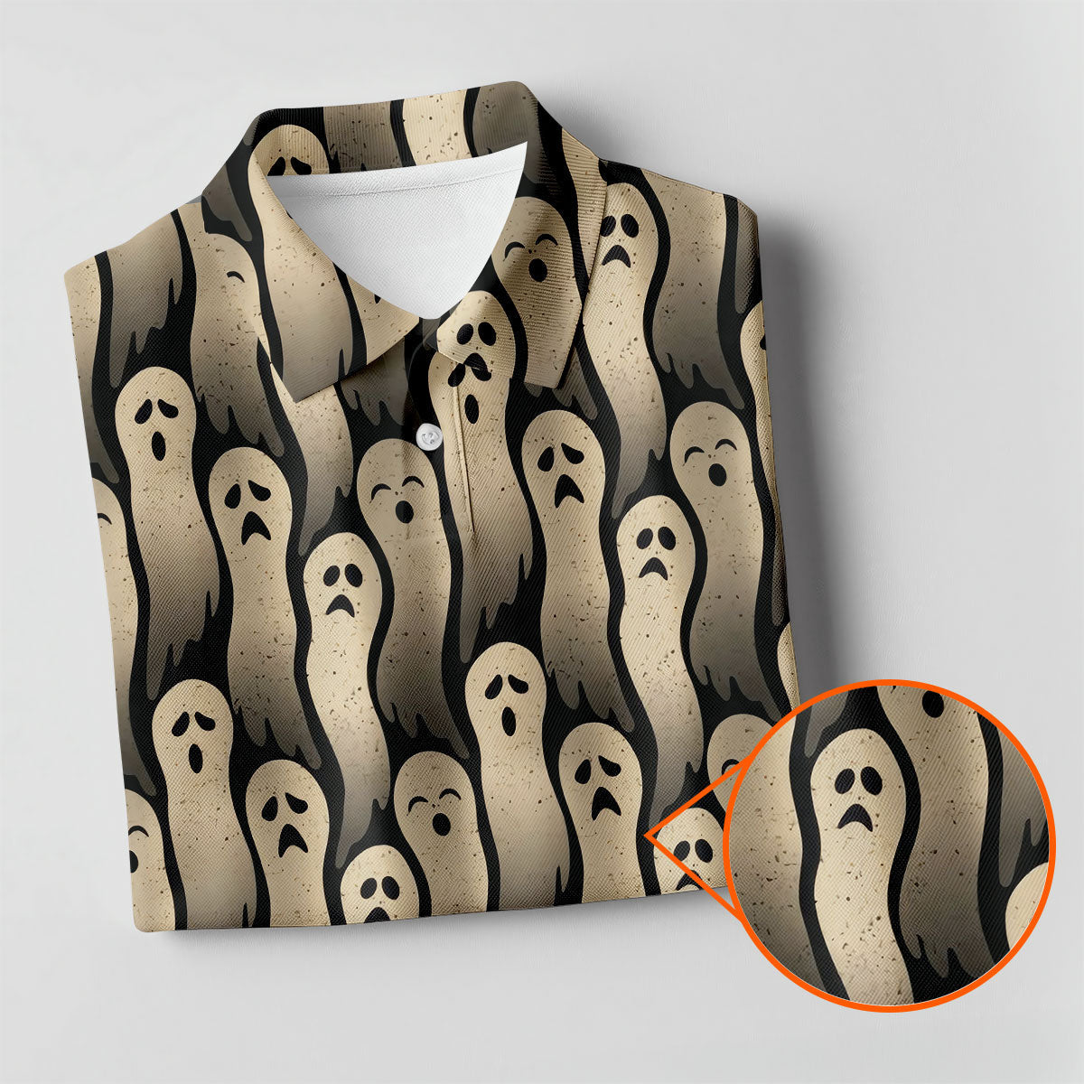 Halloween Ghost Pattern Golf Polo Shirt, Women's Golf Polo, Ladies Golf Shirts
