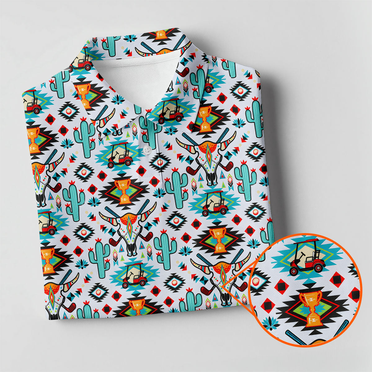 Southwestern Golf Pattern Polo Shirt, Golf Polo For Women, Printed Golf Shirt