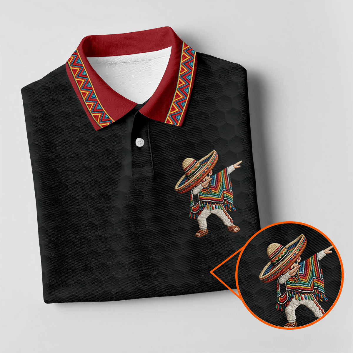 Cinco De Mayo Celebration Golf Ball Pattern Black Golf Shirt, Polo Shirts For Men