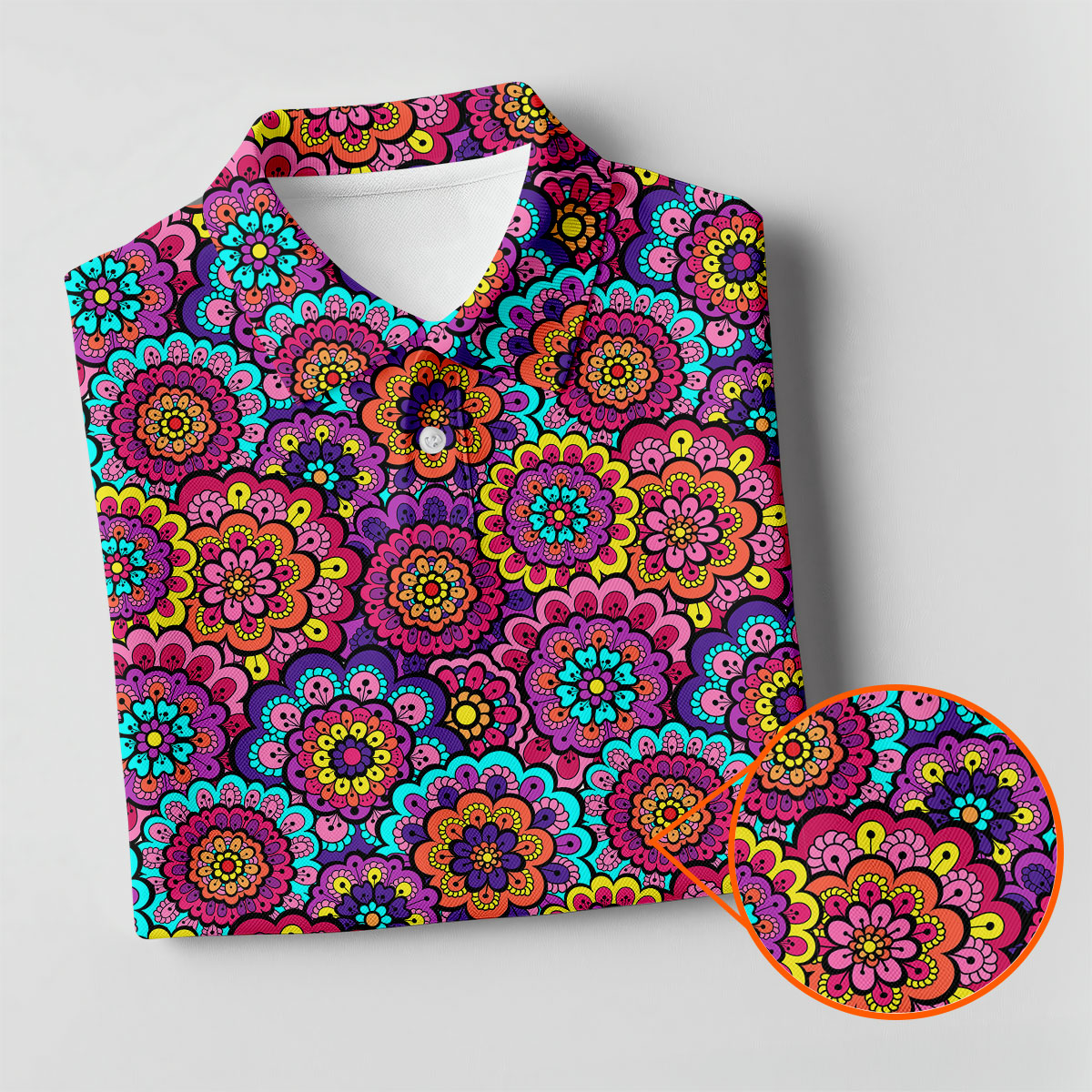 Colorful Mandala Floral Pattern Zip Hoodie, Graphic Zip Hoodie, Hooded Sweatshirt For Men