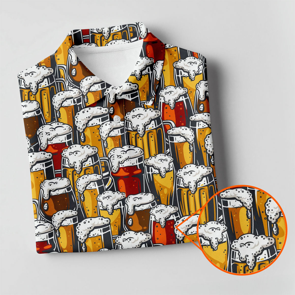 Oktoberfest Beer Glass Pattern Polo Shirt, Mens Golf Polo, Golf Polo Shirts For Men
