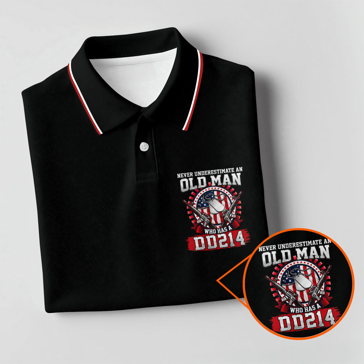 Never Underestimate An Old Man Who Was A DD214 Veterans Golf Shirts For Men, 250 Years Patriotic Golf Shirt