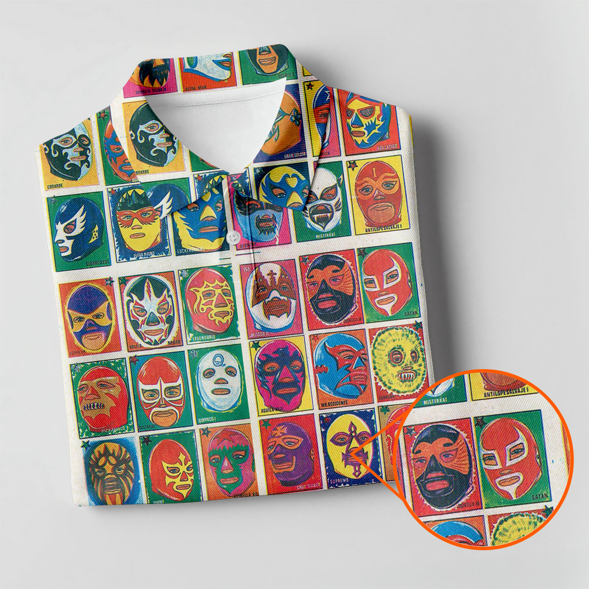 Lucha Libre Mask Grid Pattern Golf Tops For Men, Cinco De Mayo Celebration Golf Shirts For Men