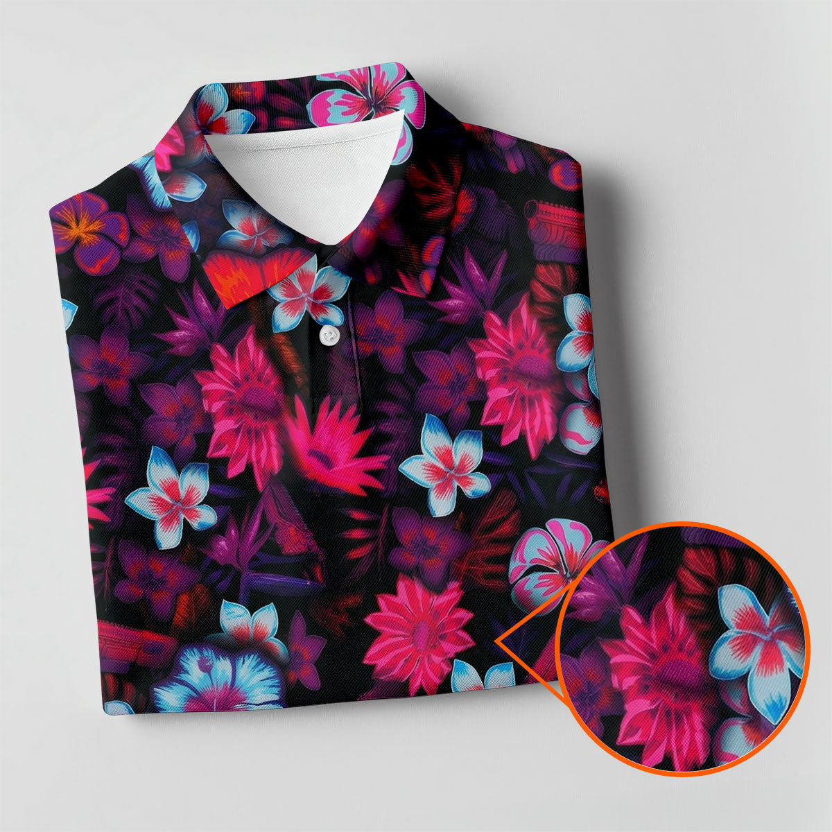 Colorful Hibiscus Tropical Floral Hawaiian Golf Shirt, Summer Vibe Golf Shirts For Men