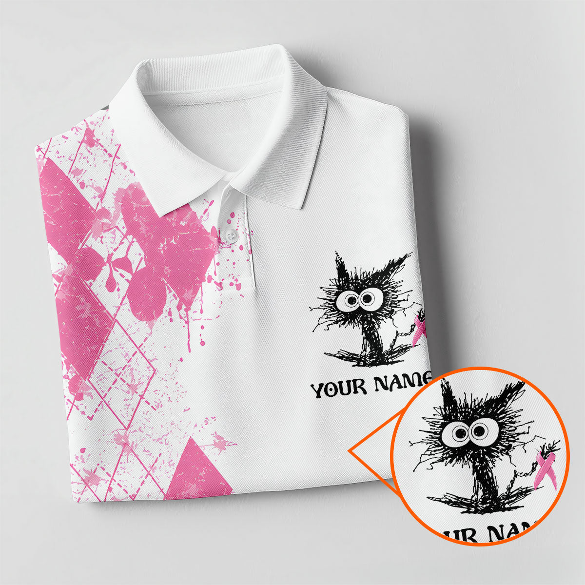 Custom Im Fine Everything Is Fine Breast Cancer Polo Shirt, Mens Golf Shirts, Mens Polo Shirts