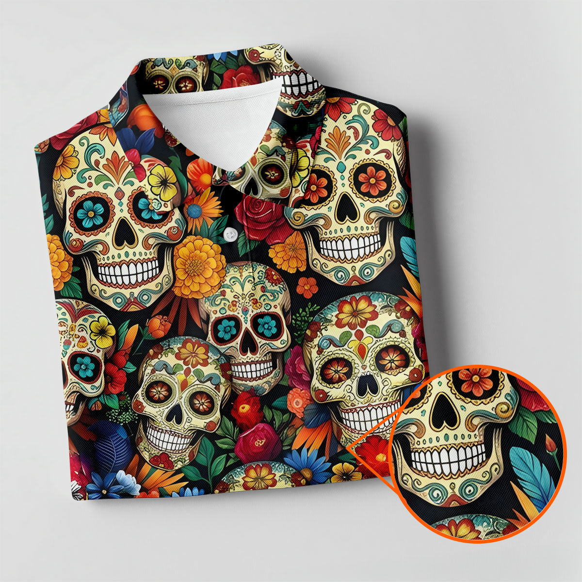 Decorated Skulls Cinco De Mayo Celebration Fiesta Themed Floral Pattern Golf Shirt For Women