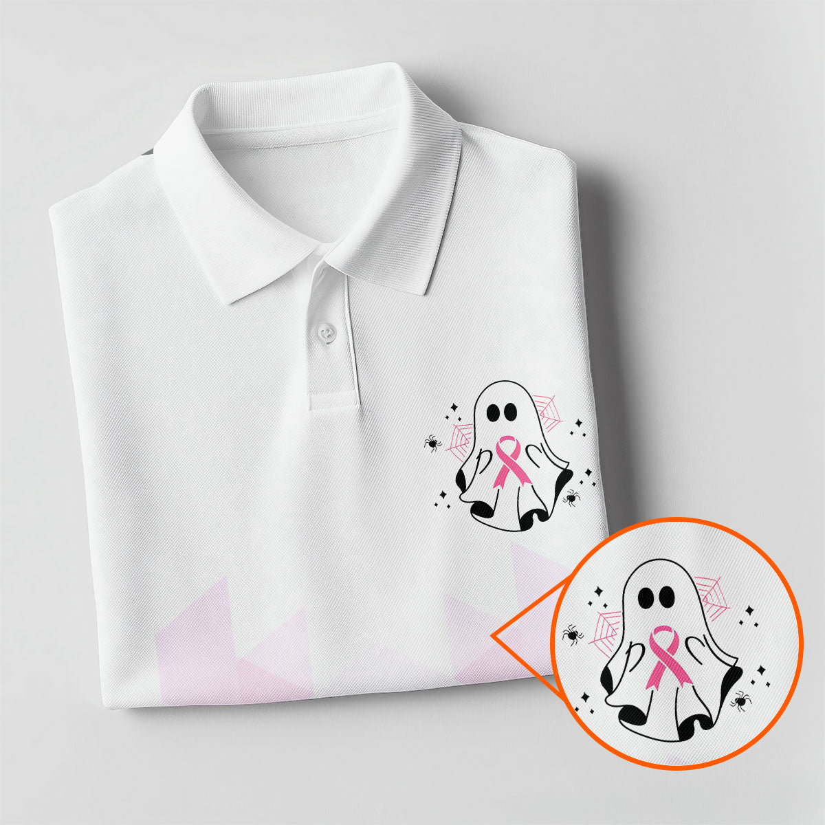 Breast Cancer Is Boo Sheet Horror Character Polo Shirt, Golf Polo For Women, Printed Golf Shirt