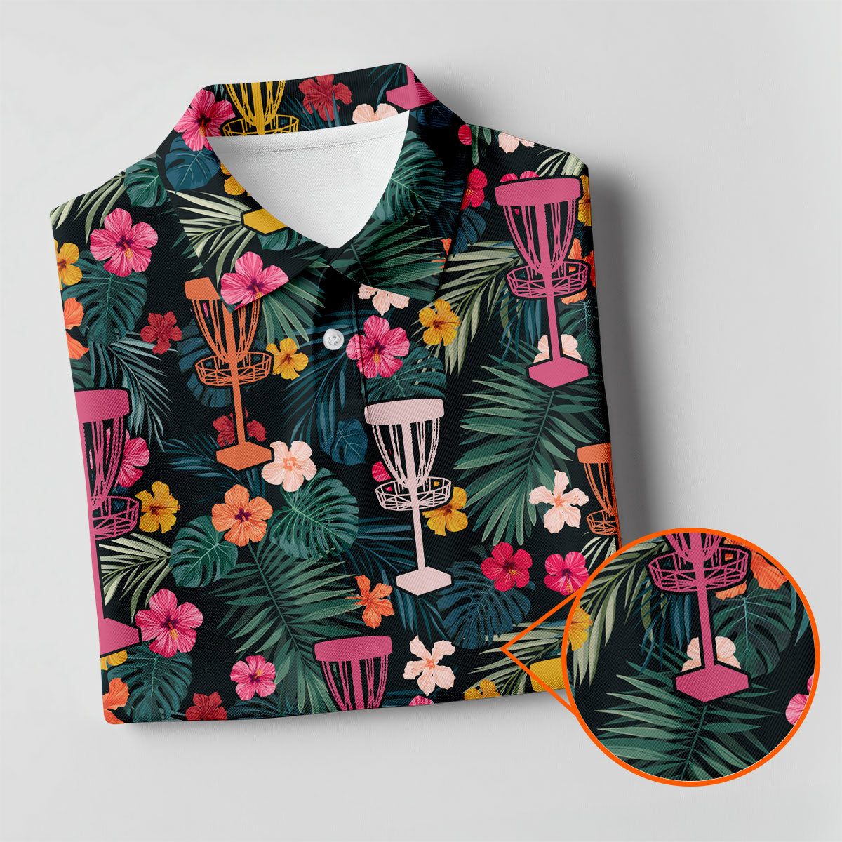 Dark Tropical Disc Golf Basket Polo Shirt, Women’s Golf Tops, Golf Polo For Women
