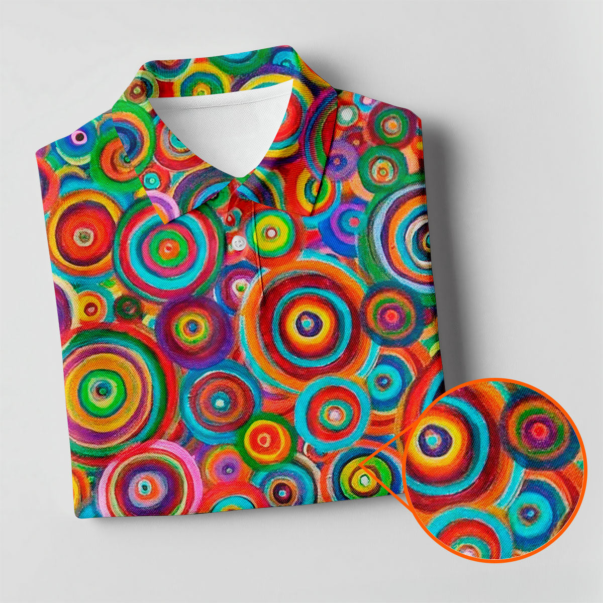 Colorful Abstract Circle Pattern Polo Shirt, Printed Golf Shirt, Hawaiian Golf Shirt, Women’s Golf Tops