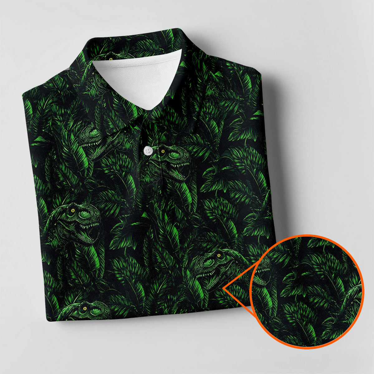 Dinosaurs In The Forest Deep Forest Green Hawaiian Golf Shirt, Polo Shirts For Men