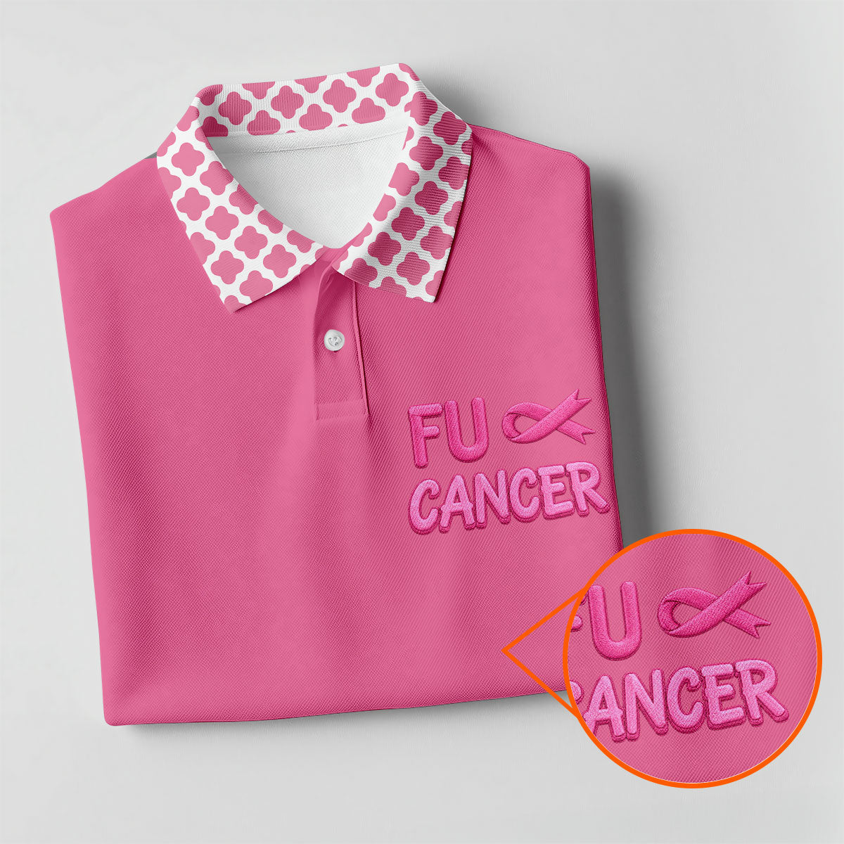 Pink F Cancer Skeleton Middle Finger Breast Cancer Polo Shirt, Ladies Golf Tops, Women’s Golf Polo