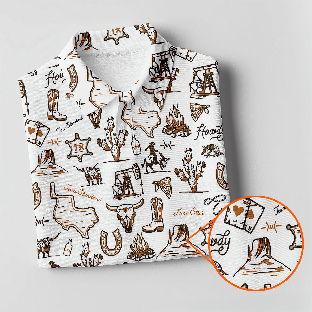Texas Howdy Western Pattern Golf Polo Shirt, Ladies Golf Tops, Women's Golf Polo