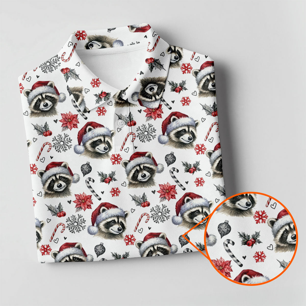 Christmas Raccoon Santa Hat Golf Polo Shirt, Women’s Golf Polo, Golf Tops For Women