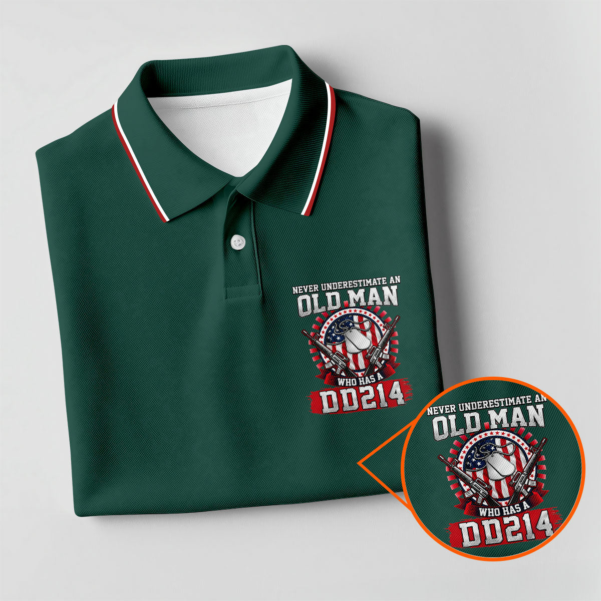 Never Underestimate An Old Man Who Was A DD214 Veterans Golf Shirts For Men, 250 Years Patriotic Golf Shirt