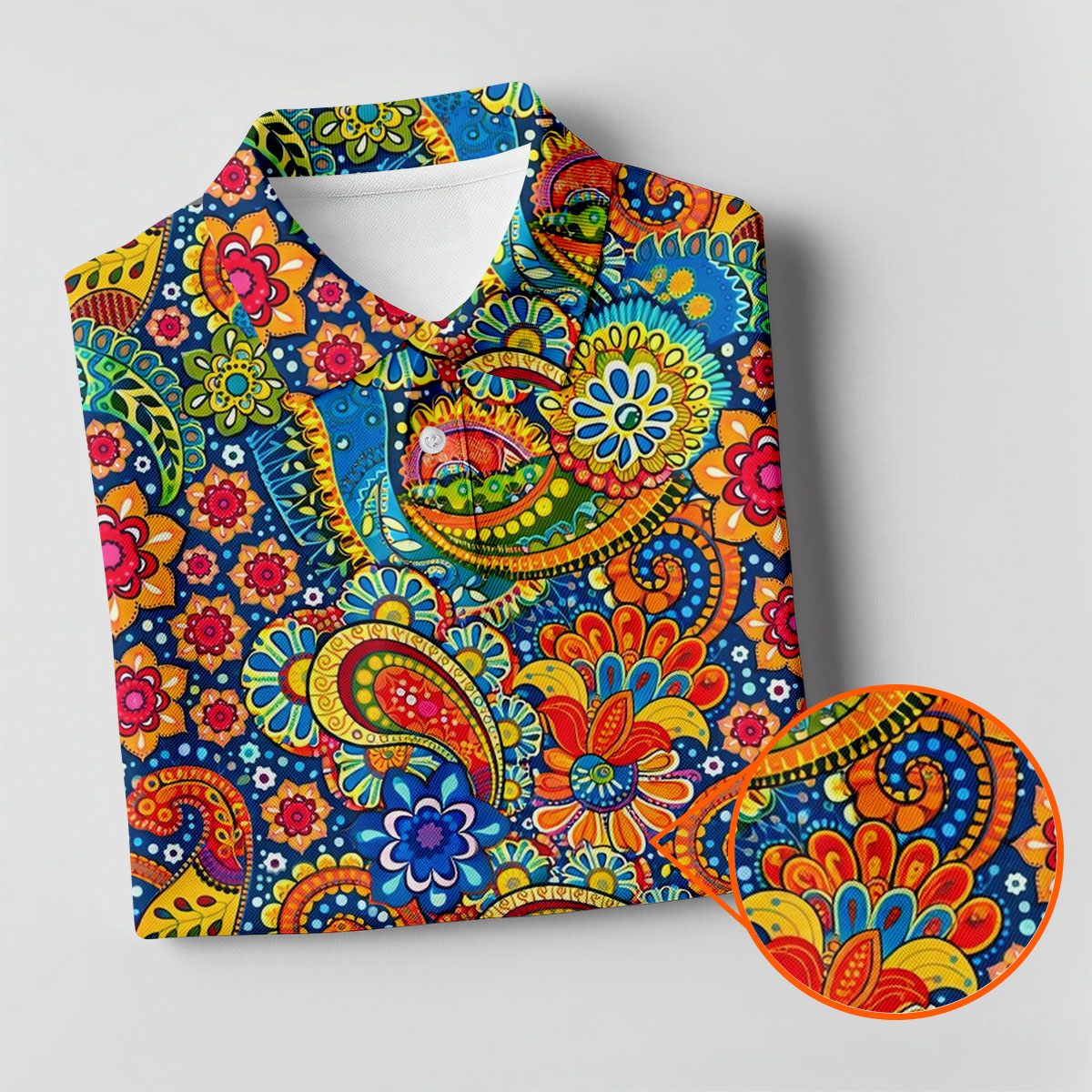 Colorful Floral Paisley Pattern Polo Shirt, Golf Tops For Women, Hawaiian Golf Shirt, Women’s Golf Apparel