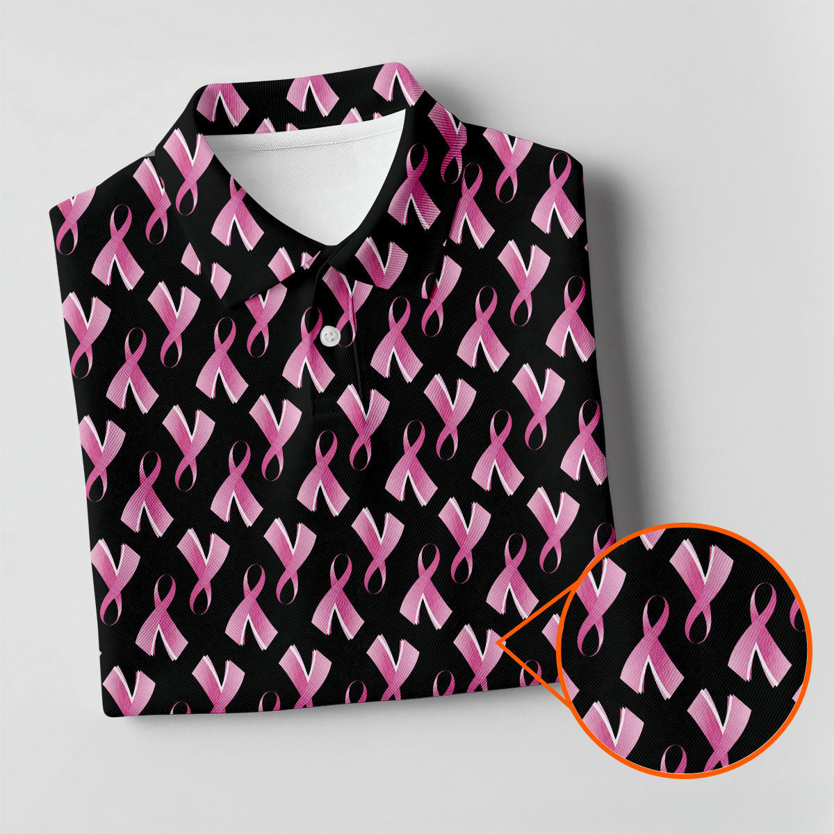 Pink Ribbon Pattern Breast Cancer Polo Shirt, Women’s Golf Polo, Ladies Golf Shirts
