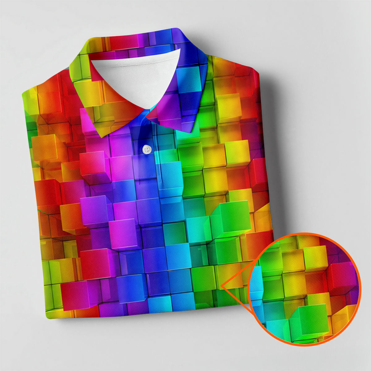 Rainbow Cube 3D Effect LGBT Support Golf Tops For Men, Gay Pride Month Celebrate Golf Shirts For Men