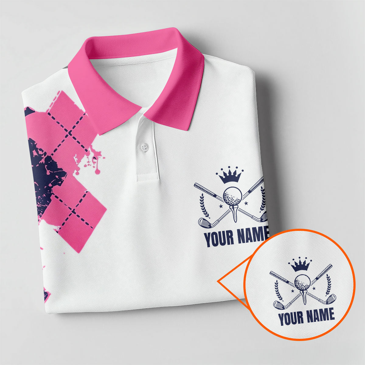 Personalized Pink Paint Splash Golf Shirt, Men's Golf Shirt, Golf Apparel For Men