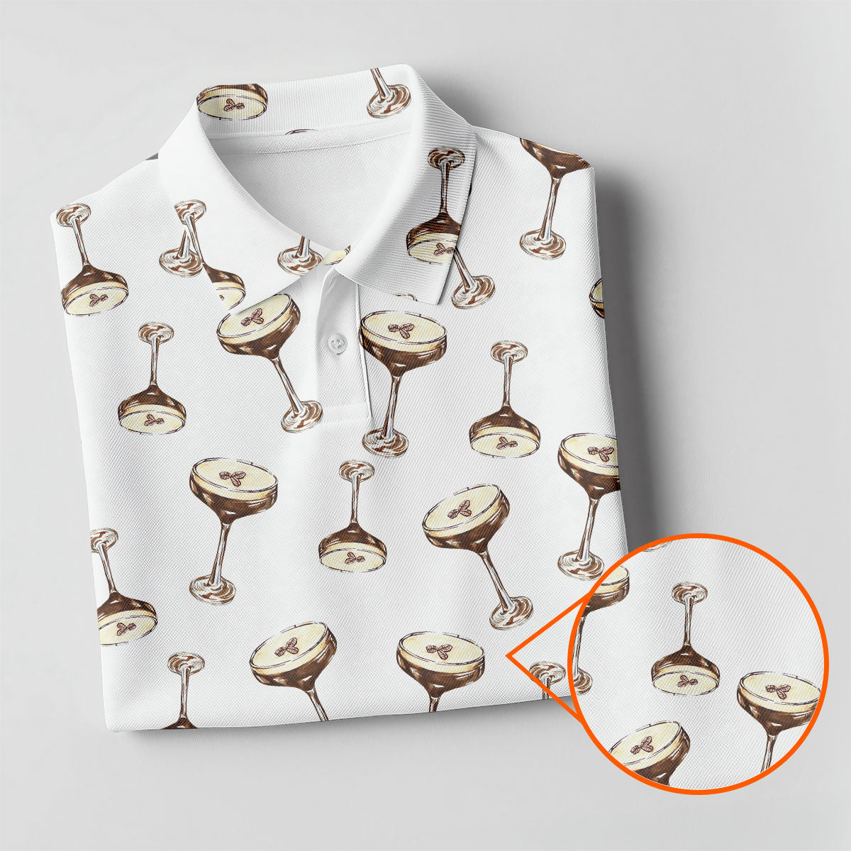 Expresso Martini Doodle Seamless Pattern Hawaiian Golf Shirt, Polo Shirts For Men