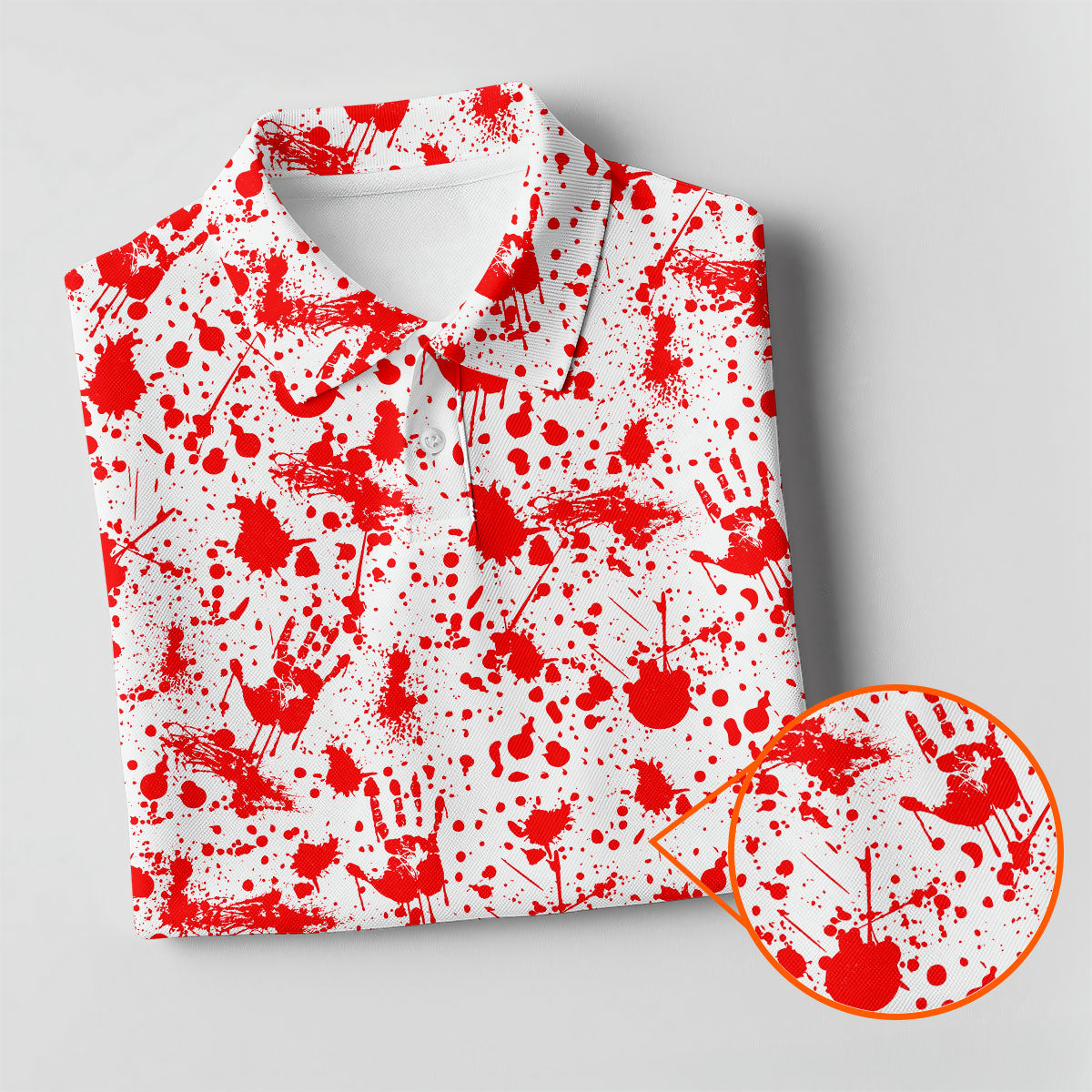 Horror Character Blood Splatter Pattern Golf Polo Shirt, Women's Golf Polo, Ladies Golf Shirts