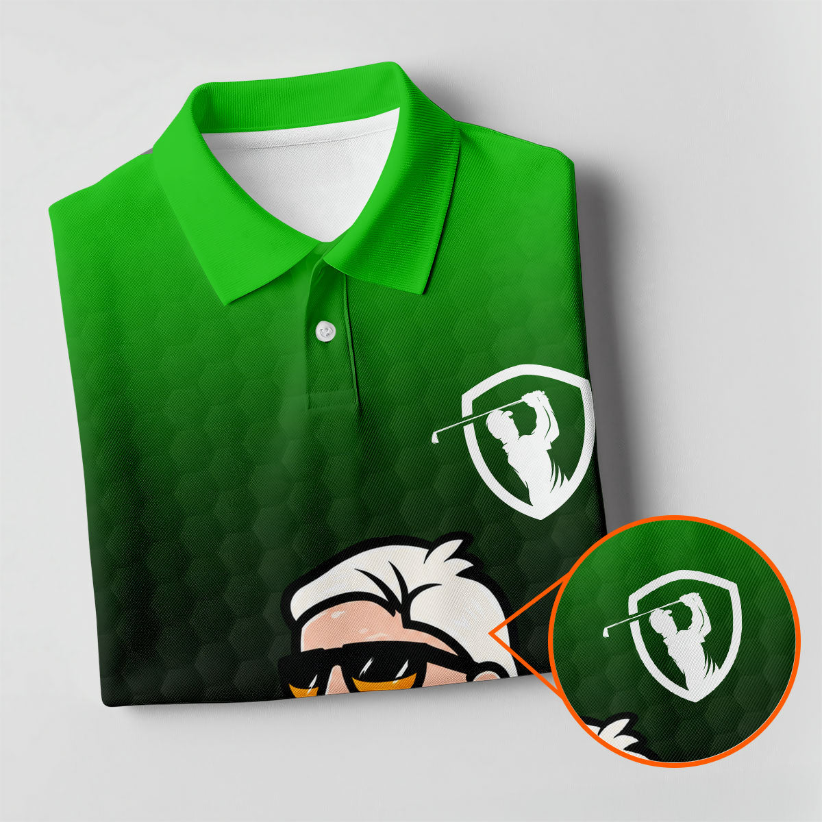 Cool Bearded Golfer Cartoon Women's Golf Tops, Golf Polo For Women, Women’s Golf Apparel