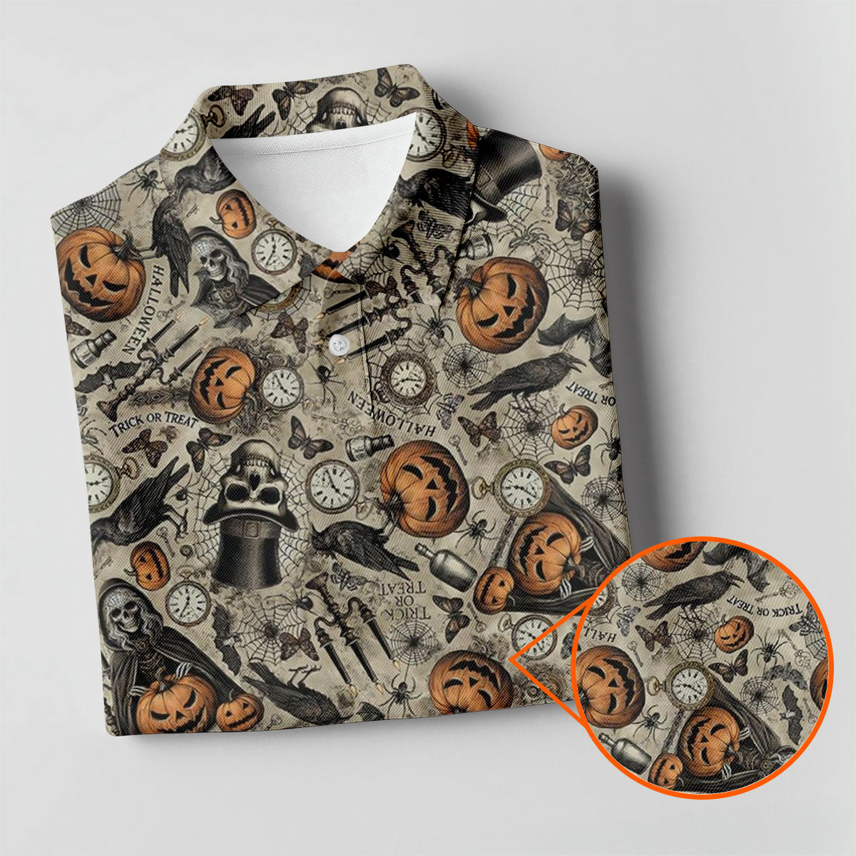 Pumpkin Skull Halloween Sleeveless Golf Shirt, Golf Tops For Women, Womens Golf Tops