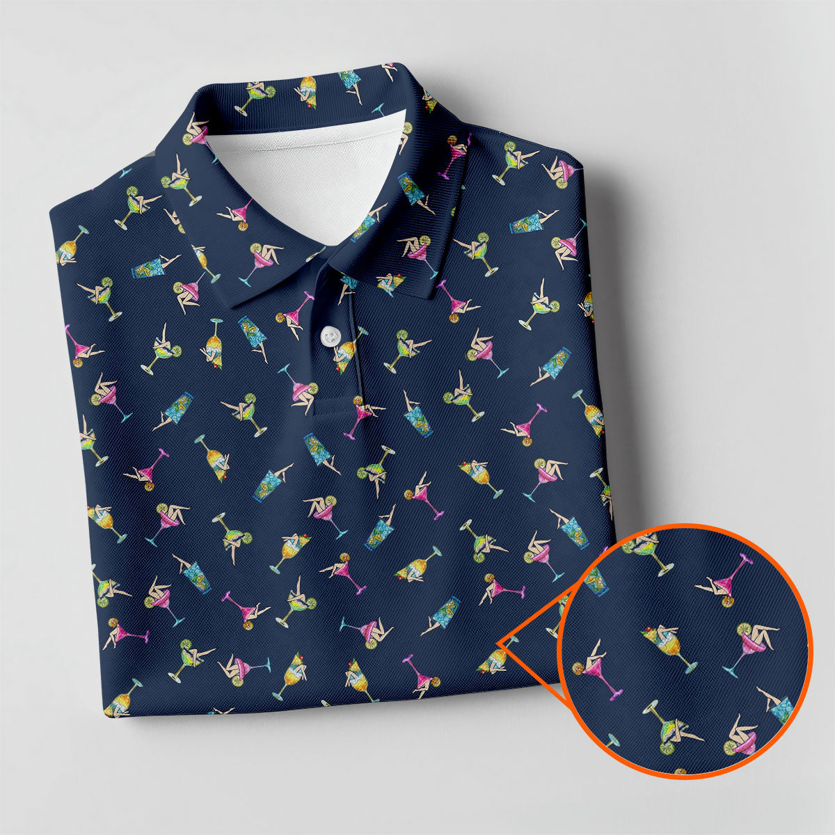 Tropical Cocktail Pinup Pattern Golf Shirt, Women’s Golf Apparel, Golf Polo For Women