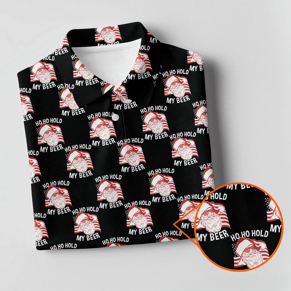 Ho Ho Hold My Beer Funny Santa Christmas Polo Shirt, Mens Golf Polo, Christmas Shirt