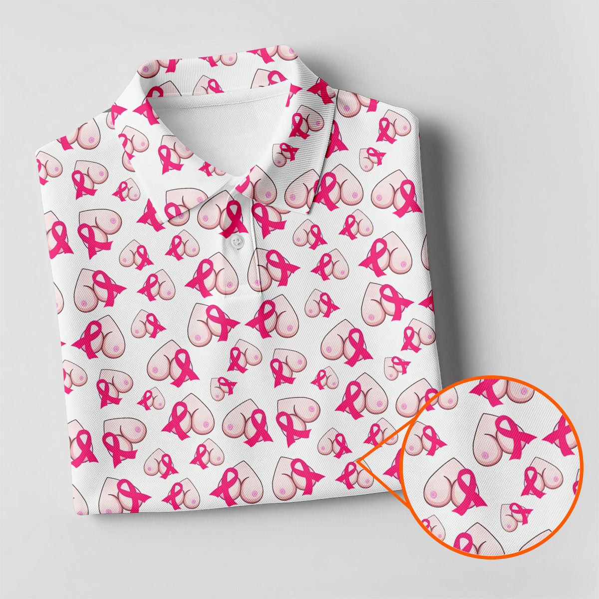 Pink Ribbon Breast Art Breast Cancer Polo Shirt, Golf Shirts For Men, Mens Golf Apparel