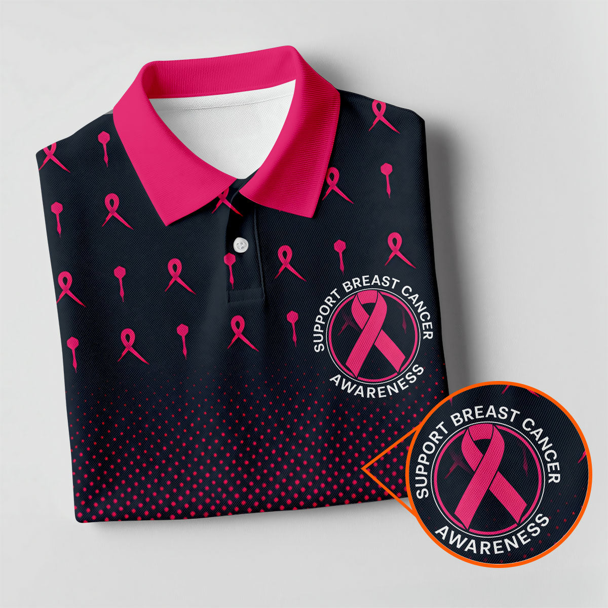 No One Should Fight Alone Breast Cancer Awareness Polo Shirt, Women's Golf Tops