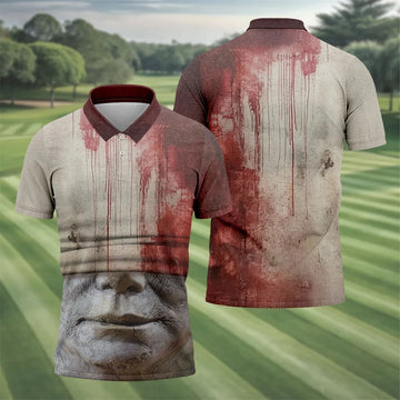 Blood Pale Mask Horror Character Halloween Polo Shirt, Men's Golf Shirt, Mens Golf Shirts