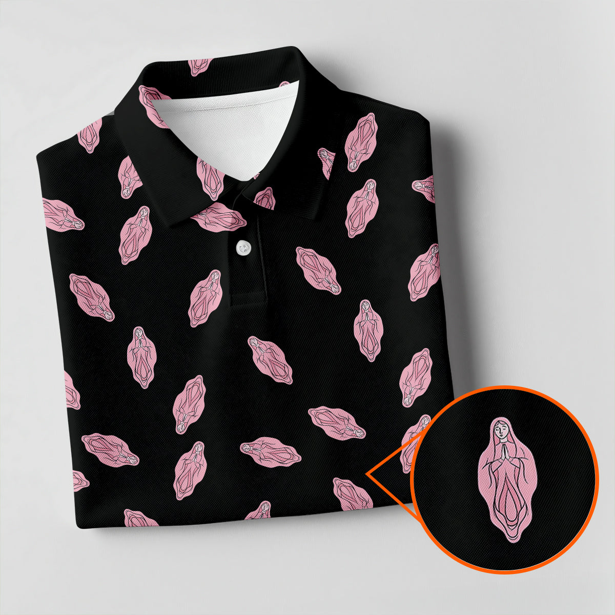 Funny Pink Adult Humor Pattern Polo Shirt, Mens Golf Polo, Golf Polo Shirts For Men