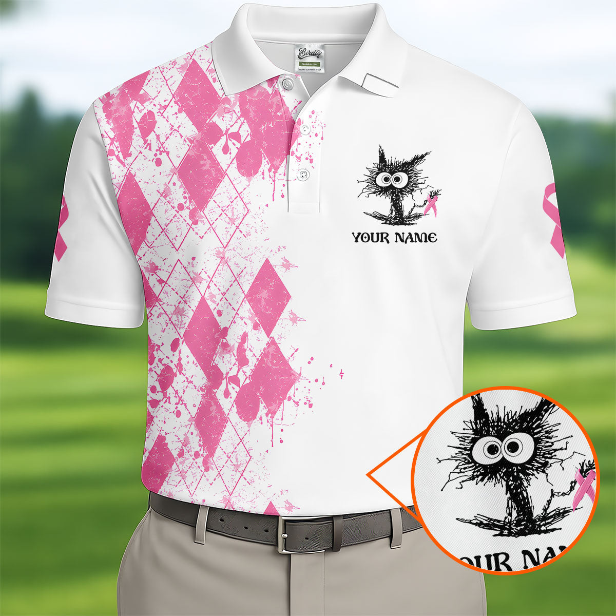 Custom Im Fine Everything Is Fine Breast Cancer Polo Shirt, Mens Golf Shirts, Mens Polo Shirts