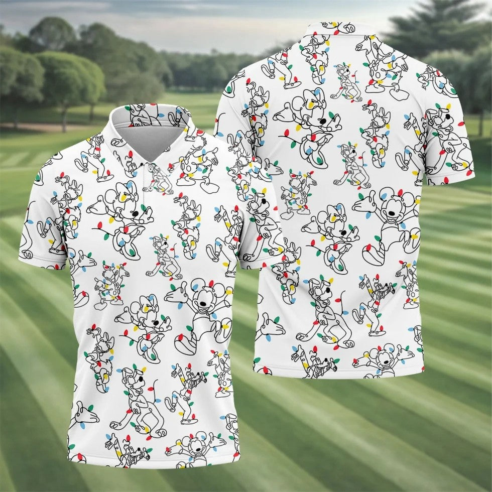 Happy Cartoon Characters Xmas Golf Shirt, Polo Shirts For Men, Golf Gift For Men, Christmas Golf Shirt
