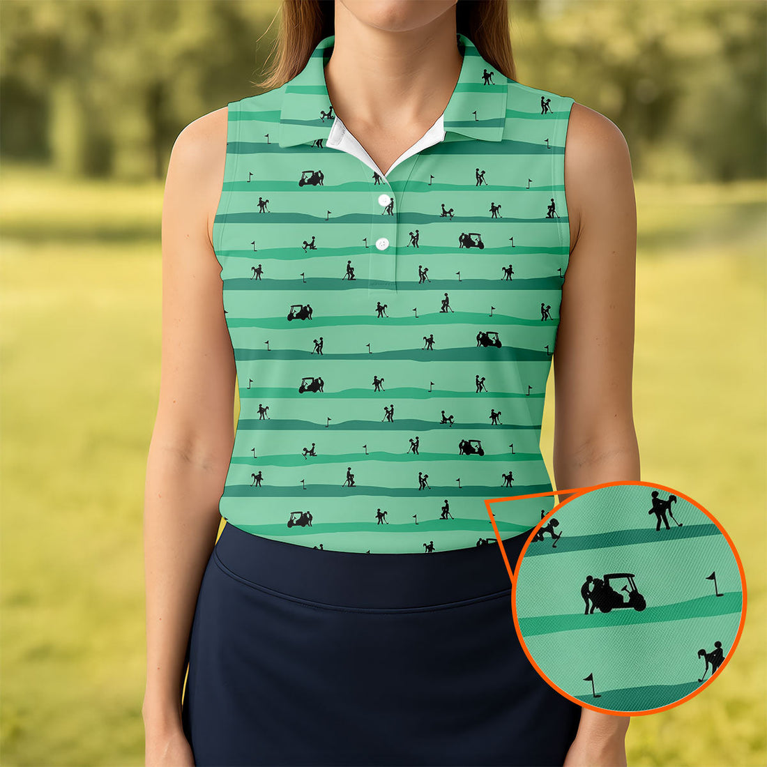 Funny Golf Couple Silhouette Pattern Polo Shirt, Golf Tops For Women, Ladies Golf Shirts