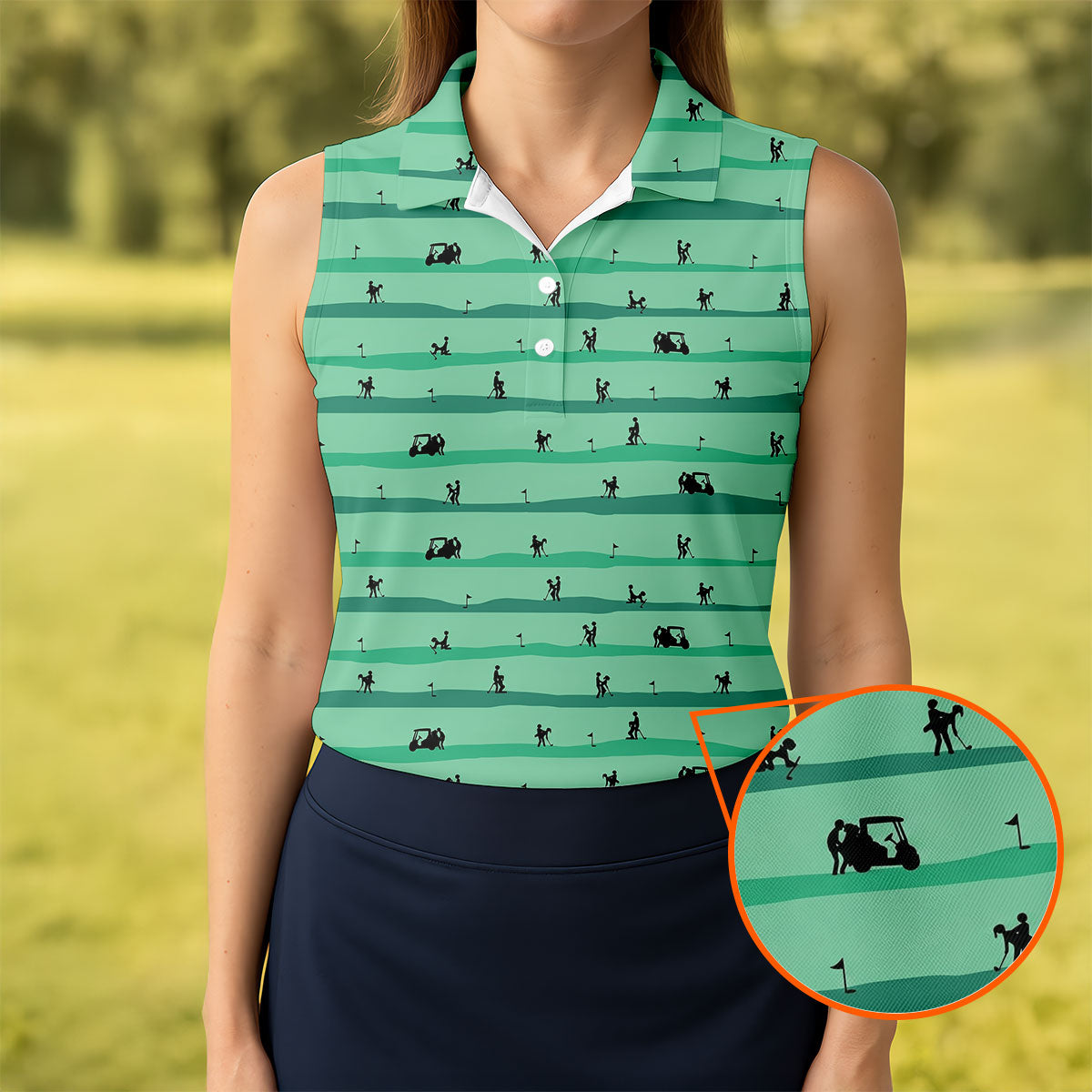 Funny Golf Couple Silhouette Pattern Polo Shirt, Golf Tops For Women, Ladies Golf Shirts